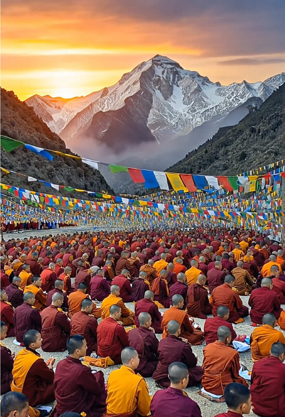 The monks sit on the ground between heaven and earth, as if they are in meditation with the mountains and rivers. May this serenity and devotion become the pure land in your heart, remove the dust and illuminate the way ahead.#blessings #prayer #US #tkd #energy #positive #positive #usa #usa🇺🇸 #purest #tibet 