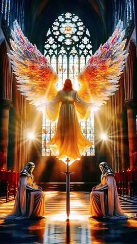 ✝️⚔️This 4K Live Wallpaper shows the radiant Jesus Angel blessing two kneeling knights with holy light inside a majestic cathedral. A divine moment of power, light, and eternal faith⚔️✝️ #livewallpaper #4klivewallpaper #jesus #angel #knights #blessing #ai #digitalart #fyp #fyi 
