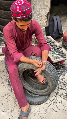 Most Satisfying Process of Retreading Old Tyre! #tyre #repair #retreading #recycle #wastereduction #durable #Sustainability #DIY #handmadecraft #skills #fyp #trendingnow 