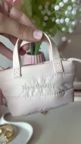 how cute is this mini rare beauty bag? 🥹🤍  she looks so small compared to the bigger one!  if you want to try the RB blushes I highly recommend getting the minis, a little goes a long way with these blushes💕 