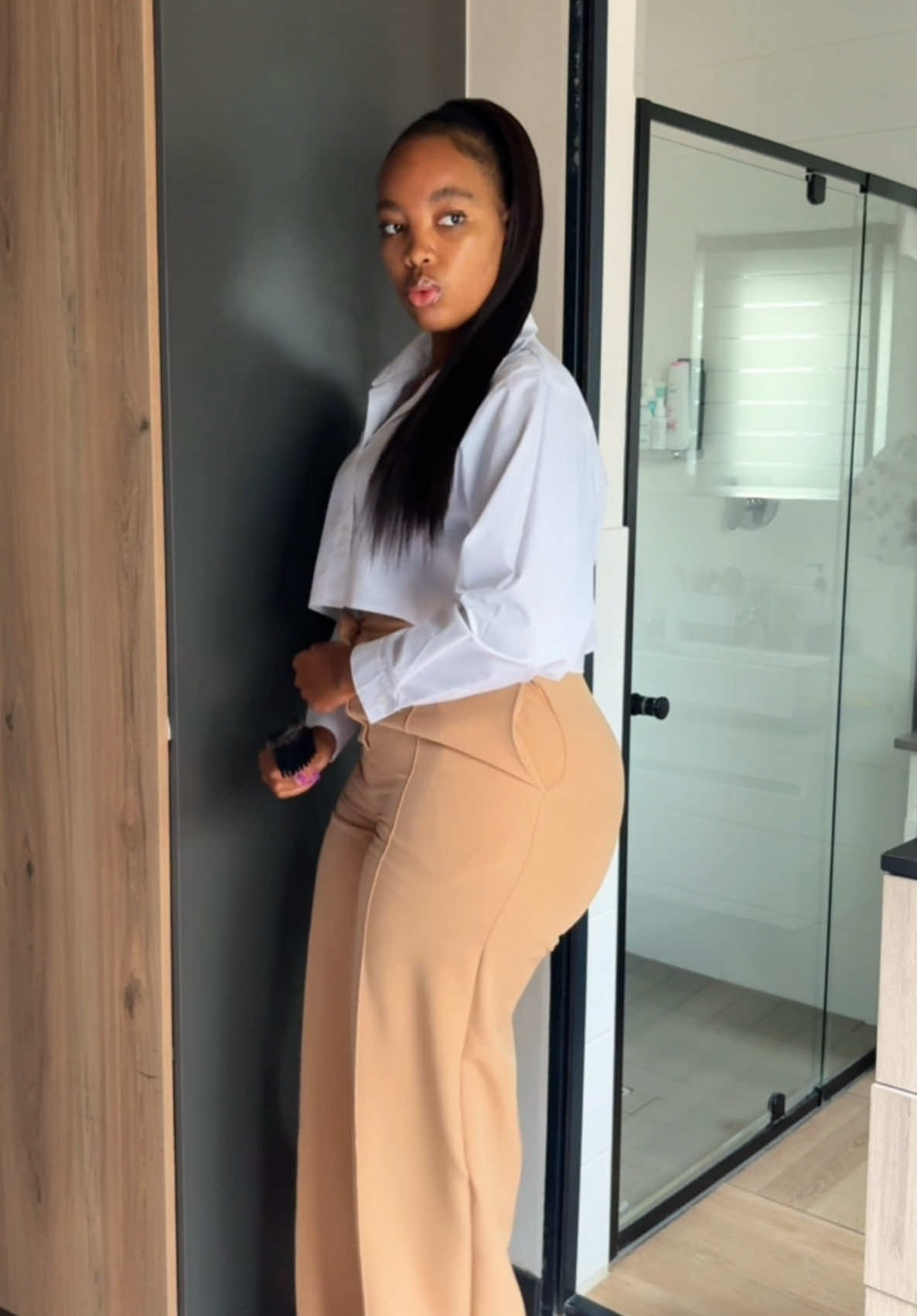 OOTD🖤  Outfit Detail :  Formal pants @loveitlegit  White hemp @The FIX  Heels @stevemadden  Coat @Exact Clothing  Bag @galxboy  #creatorsearchinsights #fashion #OOTD #outfitideas #styleinspo #trendy 