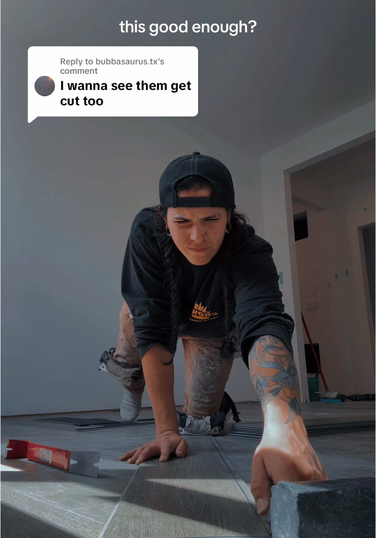 Replying to @bubbasaurus.tx ta da #answer #construction #lgbt🌈 #aries #bluecollar #wlw #womenwithtattoos #trades 