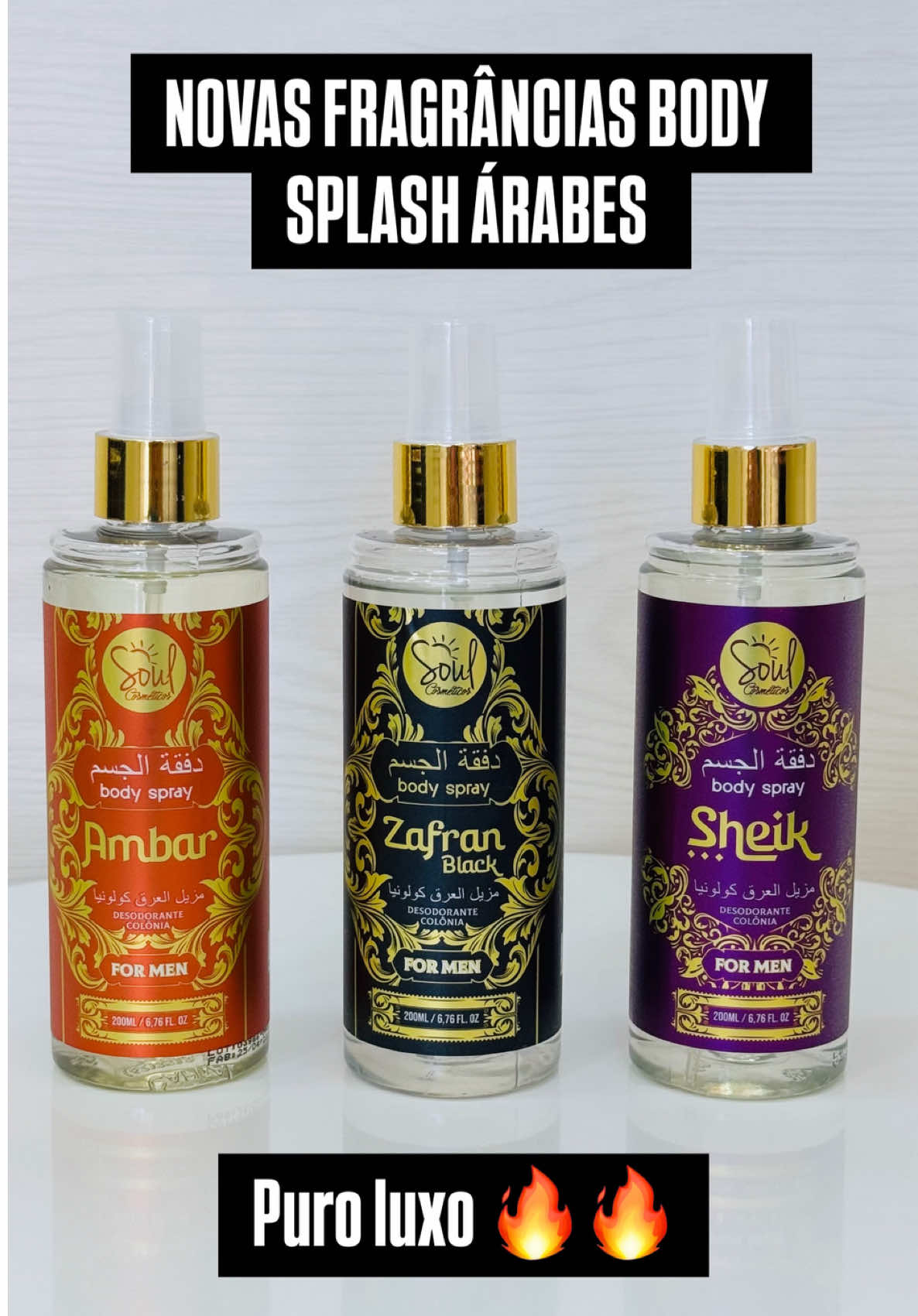 Os Body Splash Árabes da Soul Cosméticos são uma linha de desodorantes colônias inspirados na perfumaria oriental, combinando sofisticação, frescor e notas marcantes. Cada fragrância oferece uma experiência olfativa distinta, ideal para quem busca aromas envolventes e duradouros.  #arabian #perfumetiktok #perfumesimportados #perfumesarabes 