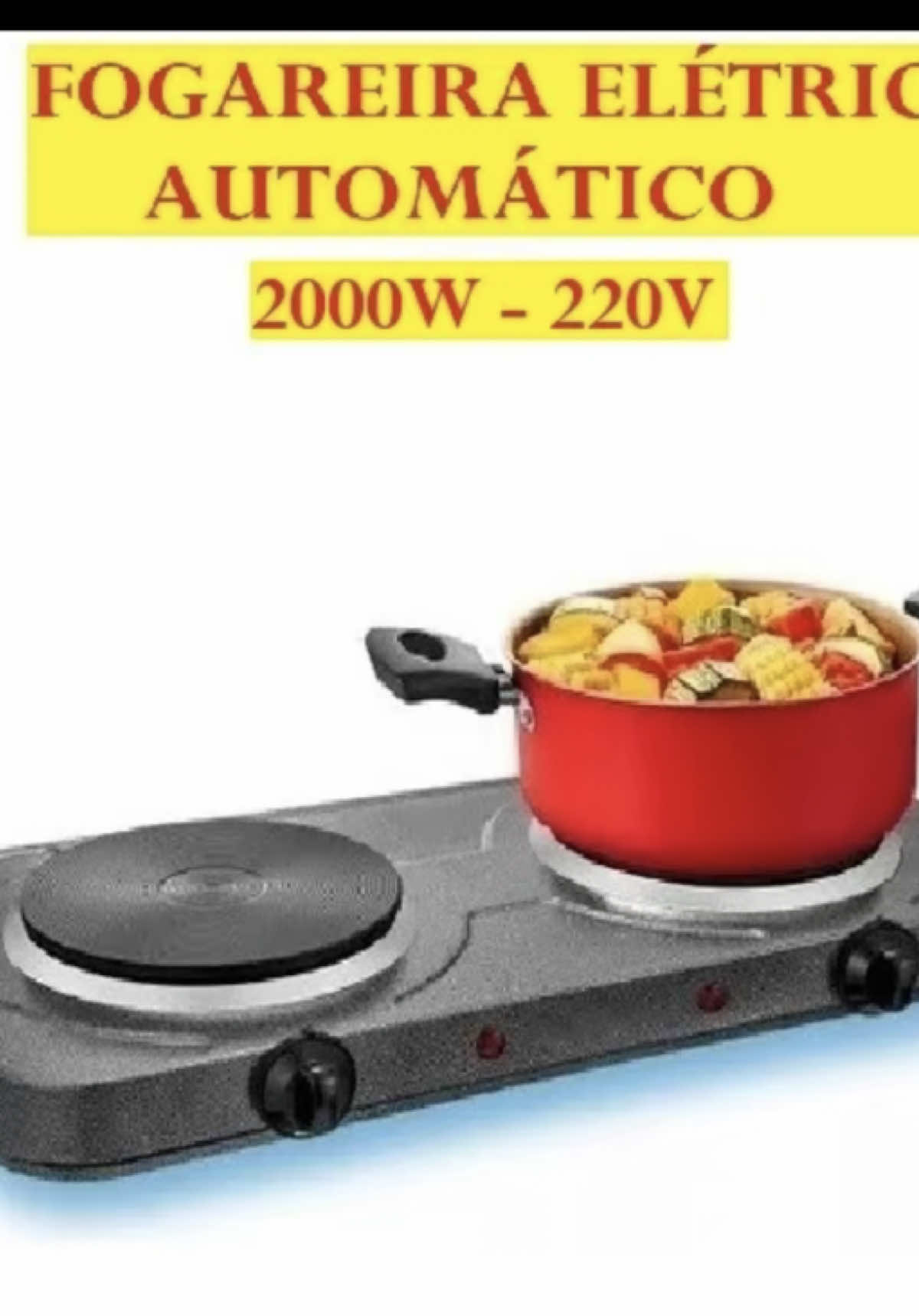 🔥 **Fogão Elétrico 2 BOCAS TURBO !**   ✅ **2000W** – cozinha rápido SEM CHAMA!   ⚡ **5 níveis de temperatura** – controle TOTAL do preparo!   🚫 **ZERO GÁS** + seguro contra superaquecimento!   ✈️ **Ultraportátil** – leve pra viagem, acampamento ou casa!   🚚 **FRETE GRÁTIS** se comprar até 21–23/05!   ⏰ **ESTOQUE VOA – GARANTA O SEU AGORA!**   #CozinhaPrática #EletroSeguro #PromoBomba #ViagemInteligente #DescontoChocante #CasaSemGás