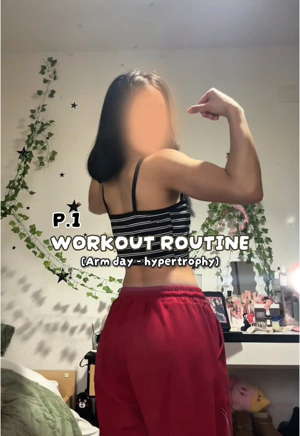 Defined arms-back workout routine🔥this is perfect for toned arms if you don’t do progressive overload:)) still learning how to pose pls #workoutmotivation  #armworkouts #homeworkout 