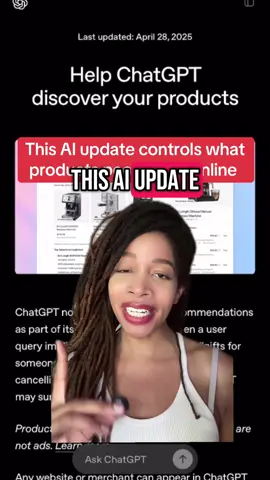 Here’s how to get your products to be visible in ChatGPT. Make sure you visit this link, get on their early merchant list and opt into their search crawler bot. #ecommercetips #chatgptads #howtogetproductinchatgpt #chatgpt #aiupdates #ecommercebusiness #ecommercehacks 