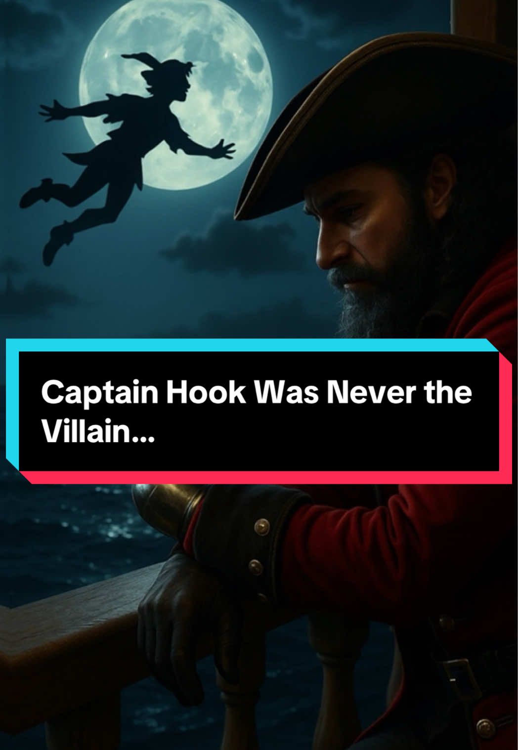 We grew up thinking Captain Hook was the bad guy. But what if the real monster… was Peter Pan? This dark twist on the classic tale reveals Hook as a survivor — haunted by the horrors of Neverland, hunted by something with a smile too sharp and a shadow that never let go. #captainhook #peterpan #darkfairytales 
