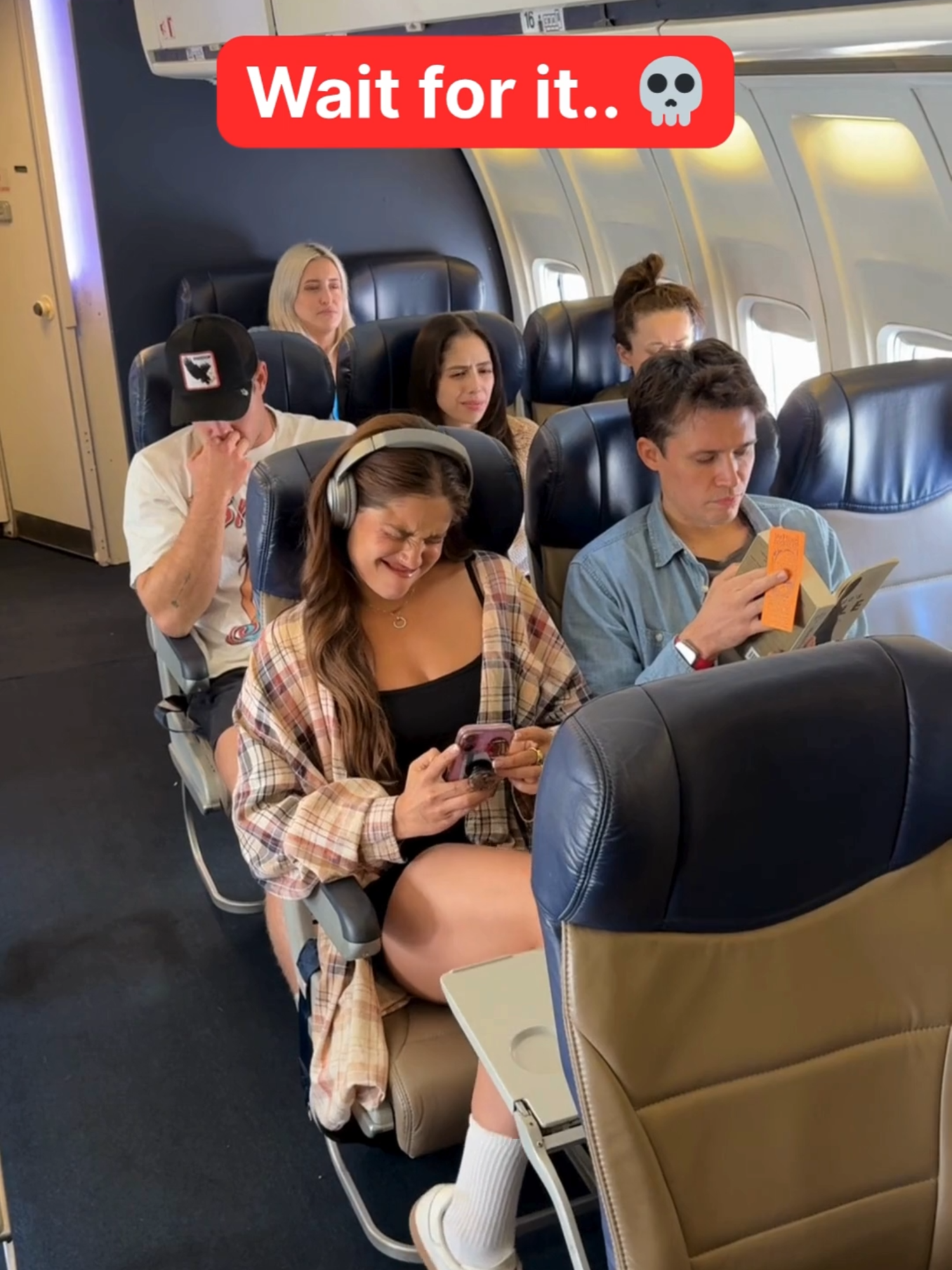 She thought it was going to be silent! 😱 Airplane fart gone wrong. #airplane #flight #travel #fart #prank #funny