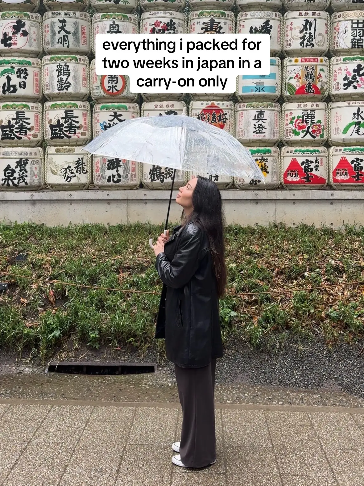 steal this packing list for a trip to japan in spring or fall 🌸🍂 (i visited during cherry blossom season) for a summer trip, just swap the long sleeves/pants for short sleeves 🙂 · 8 tops · 1 dress · 5 pants · 2 jackets · 3 sneakers · socks · underwear (did laundry halfway through) · makeup · curling iron · toiletries · 1 purse · passport · headphones · laptop and… · an empty checked suitcase, for all the stuff i wanted to buy! 🙂 lmk if you have any questions! #japantravel #traveltips #travelessentials #packingtips 