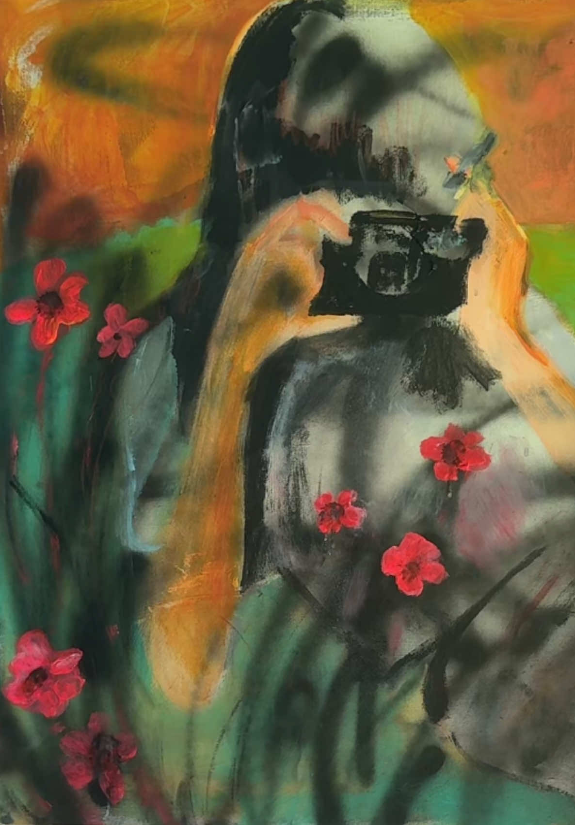 “memory games”  30x40  on the mythology of girlhood, the ache of remembering. how we created to hold on, how we hid to survive the sweetness. a meditation on the delicate tension between freedom and self-protection   #chloehogan 