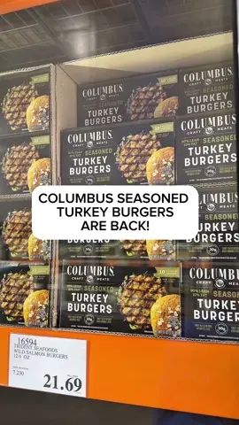 @Columbus Craft Meats Seasoned Turkey Burgers are back!  🔥Fire up the grill — burger night just got an upgrade with these Columbus Seasoned Turkey Burgers!📍Find them now in @costco stores for $12.49 and $3.60 off now in the BA, LA, SD, NW, TX regions and for an everyday low price in the NE and NW region!   🍔 Perfect combination of delicious, flavorful, and healthy! ✅ Packed with 18g of protein per serving, gluten free, no MSG, and the turkey is raised without antibiotics and added hormones 👌🏻Whether it’s a backyard BBQ or a weeknight dinner, make it elevated! 🛒 A must add to your cart on your next Costco trip!   #turkeyburger #burgernight #healthyburgers #costcodeals 