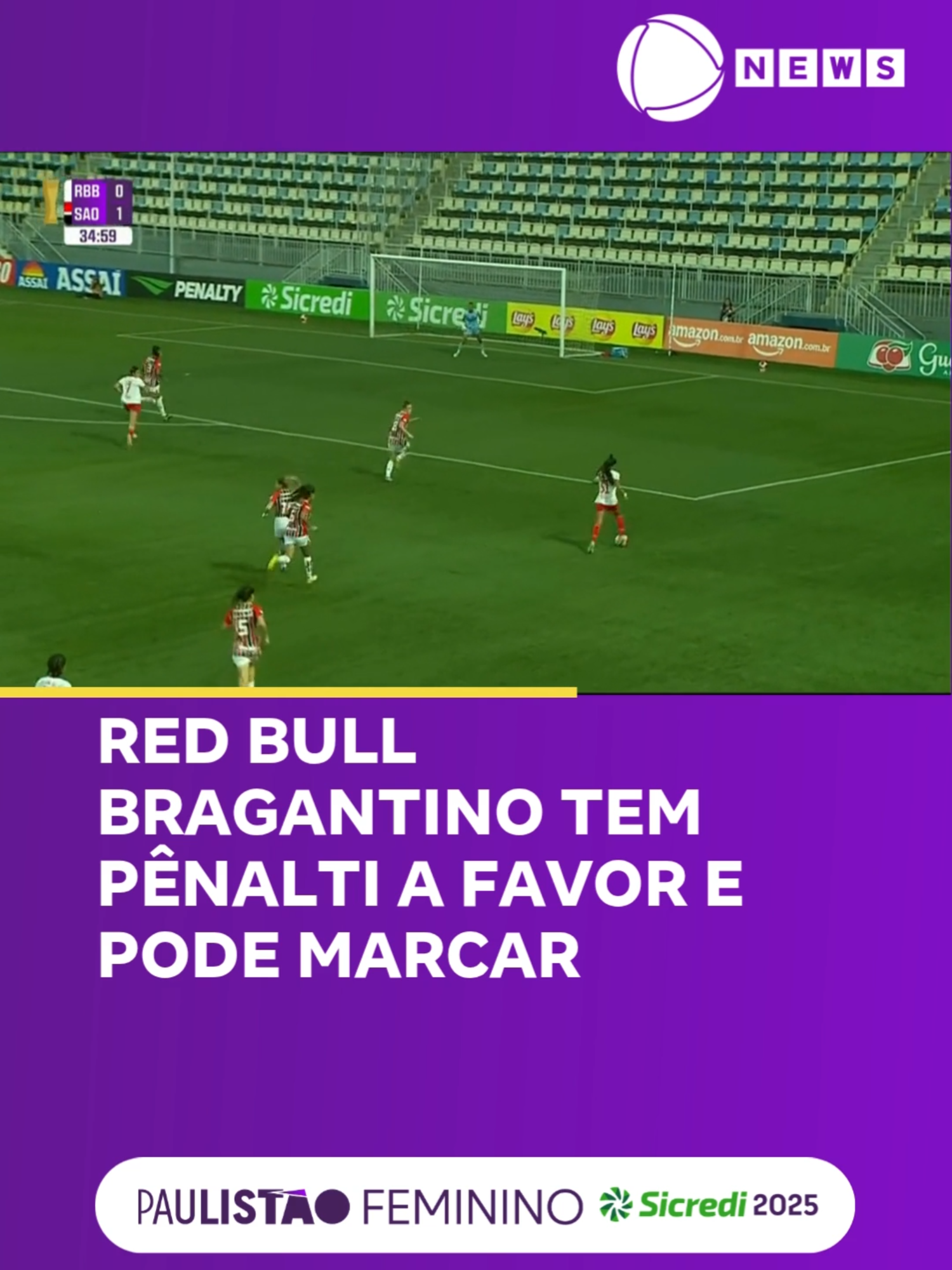 Red Bull Bragantino tem pênalti a favor e a chance de igualar o placar!📲 #RecordNews #ElasComABola #PaulistãoFemininoSicredi ⚽
