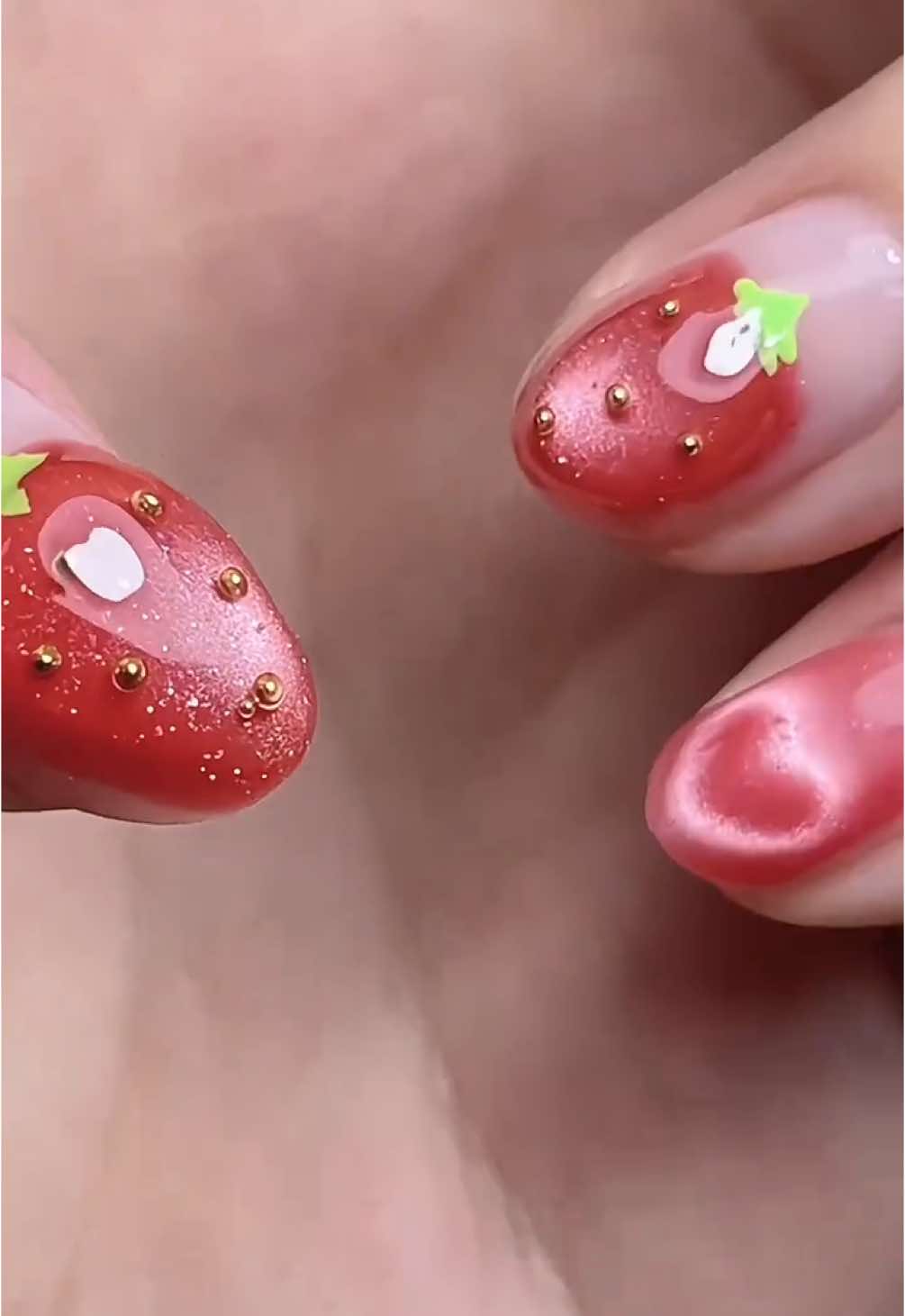 제거+케어+아트 요청 많았던 짧은네일!🍓 숏,롱 어떤게 조아~~?🐒 #네일제거 #짧은네일 #과일네일 #네일케어 