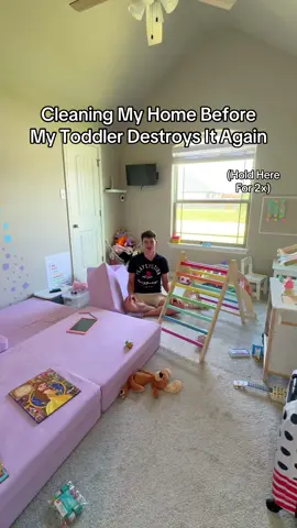 It only took an hour for her to make it messy again 🫣 #dad #dadsoftiktok #CleanTok 