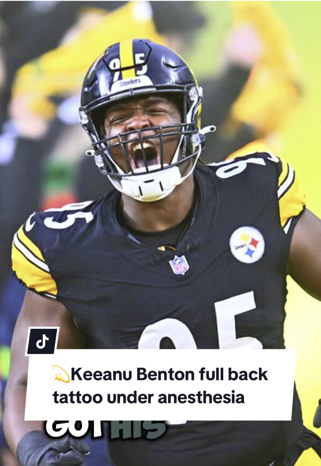 💫 Keeanu Benton went under for a full back tattoo! #keeanubenton #steelers #backtattoo #inkednba 