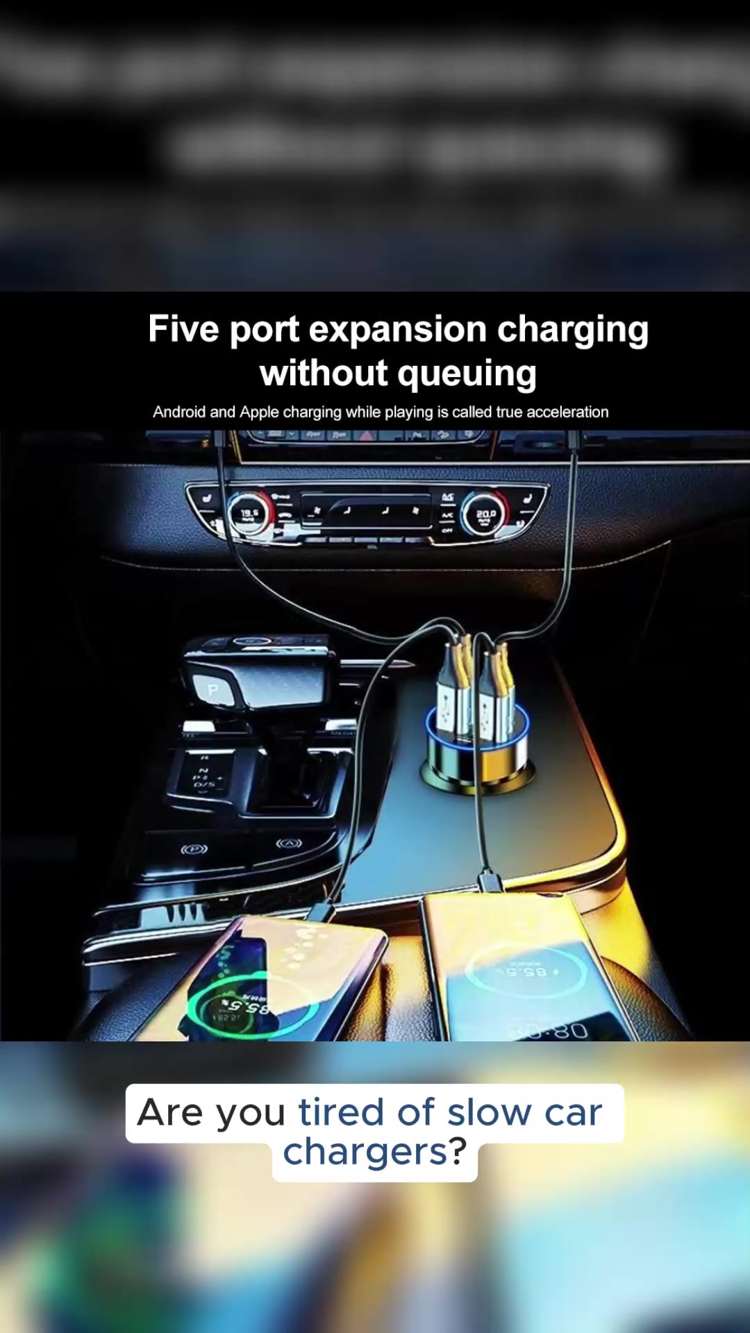 66-250W PD Car Charger QC3.0 Fast Charge 1 to 6 Car Cigarette Lighter Plug Car Charger Flash Charge with Digital Display
