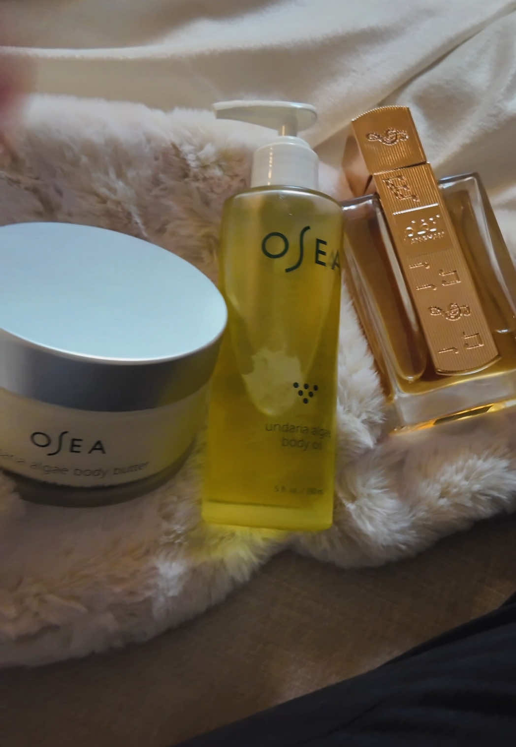 Current favorite body care and fragrance combo featuring Osea body butter and body oil.  Also Lattafa Angham perfume. 🫶🏽 #fragrancetiktok #fragrancetok #bodycareroutine #perfumetok 