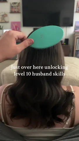 It’s actually really soothing guys, try it sometime.  #hair #hairbrushing #husbandwife #fyp 