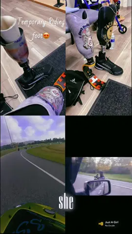 I finally got my riding leg. Temporary yes, but I finally got it🥰🫶🏻#gulfcoastbikelife #biketok #amputeerider #viral #goodvibes #prostheticleg #LBKA #belowthekneeamputee 