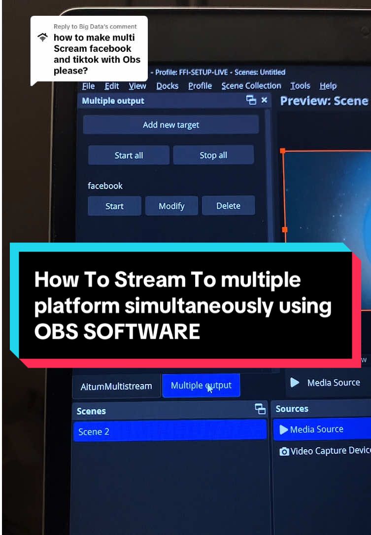 Replying to @Big Data How to stream to multiple social media platforms at once on OBS. Link to YouTube on my BIO #obstutorial #churchmedia #churchmediateam #obsplugin #obstudio 