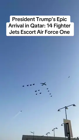 President Trump’s Epic Arrival in Qatar: 14 Fighter Jets Escort Air Force One. #MilitaryAviation #Aviation #qatar #fighterjet 