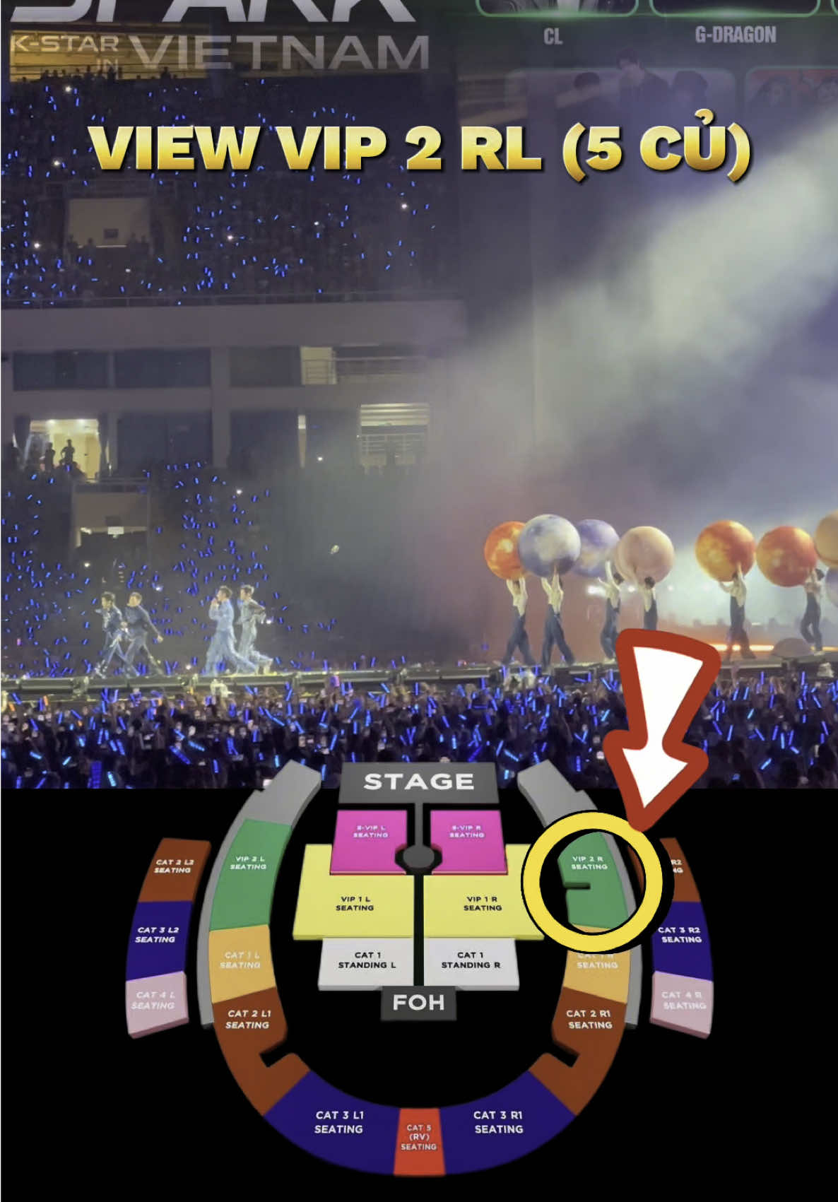 TEST VIEW VIP 2 đón anh Long về Việt Nam  #gdragon #VPBankKStarSpark #RavolutionAsia #RavoConcerts #MegaConcert #Anternation 