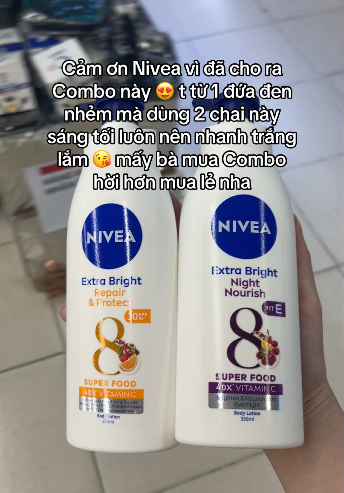 Nhanh hết hàng lắm nên mấy bà lẹ tay nè 😍 #suaduongthe #suaduongthenivea #nivea #niveaextrabright #viral #xuhuong 
