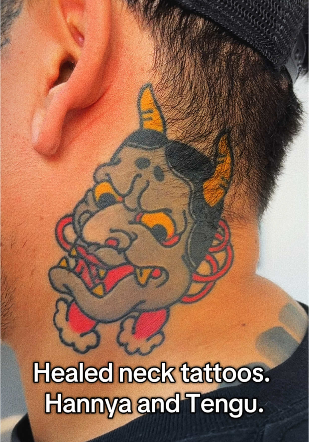 Healed shots of these neck pieces. Hannya and Tengu. Always good to see how the work settles over time. #和彫#waapanesetattoo #hannya 