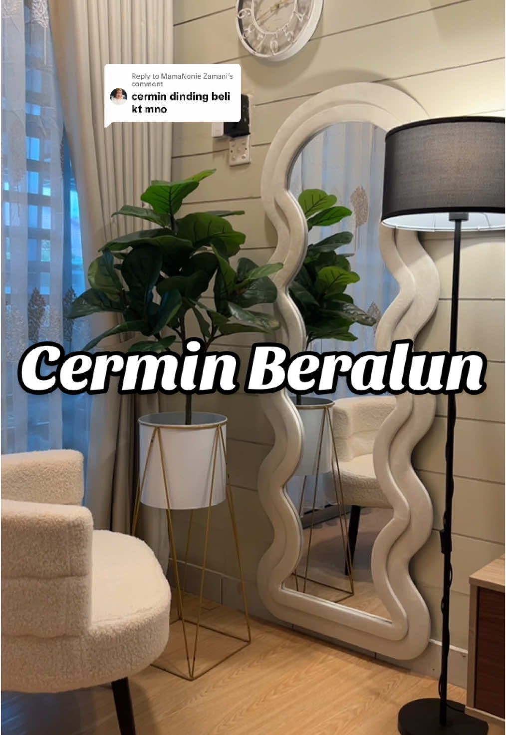 Replying to @MamaNonie Zamani beli sini ya sis 🦋 #cerminwave #dressingmirror #nordicmirror #cerminpanjang #cermin #mirror #fyp #foryou #schaadda 