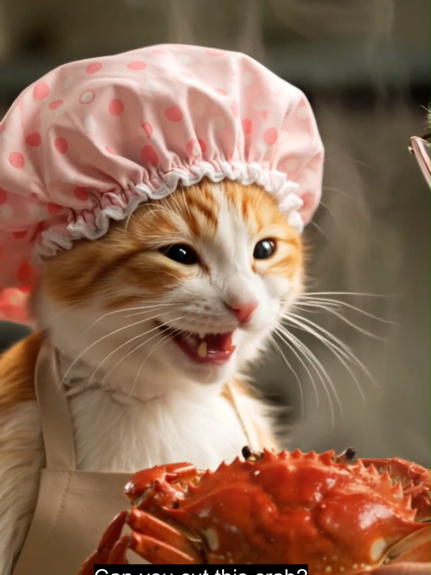 AI猫にゃんこちんカニ料理に挑戦にゃ！#ai猫料理 #猫好きさんと繋がりたい #AI猫 #AICATcooking #AICAT #momizizmmusicもみじば