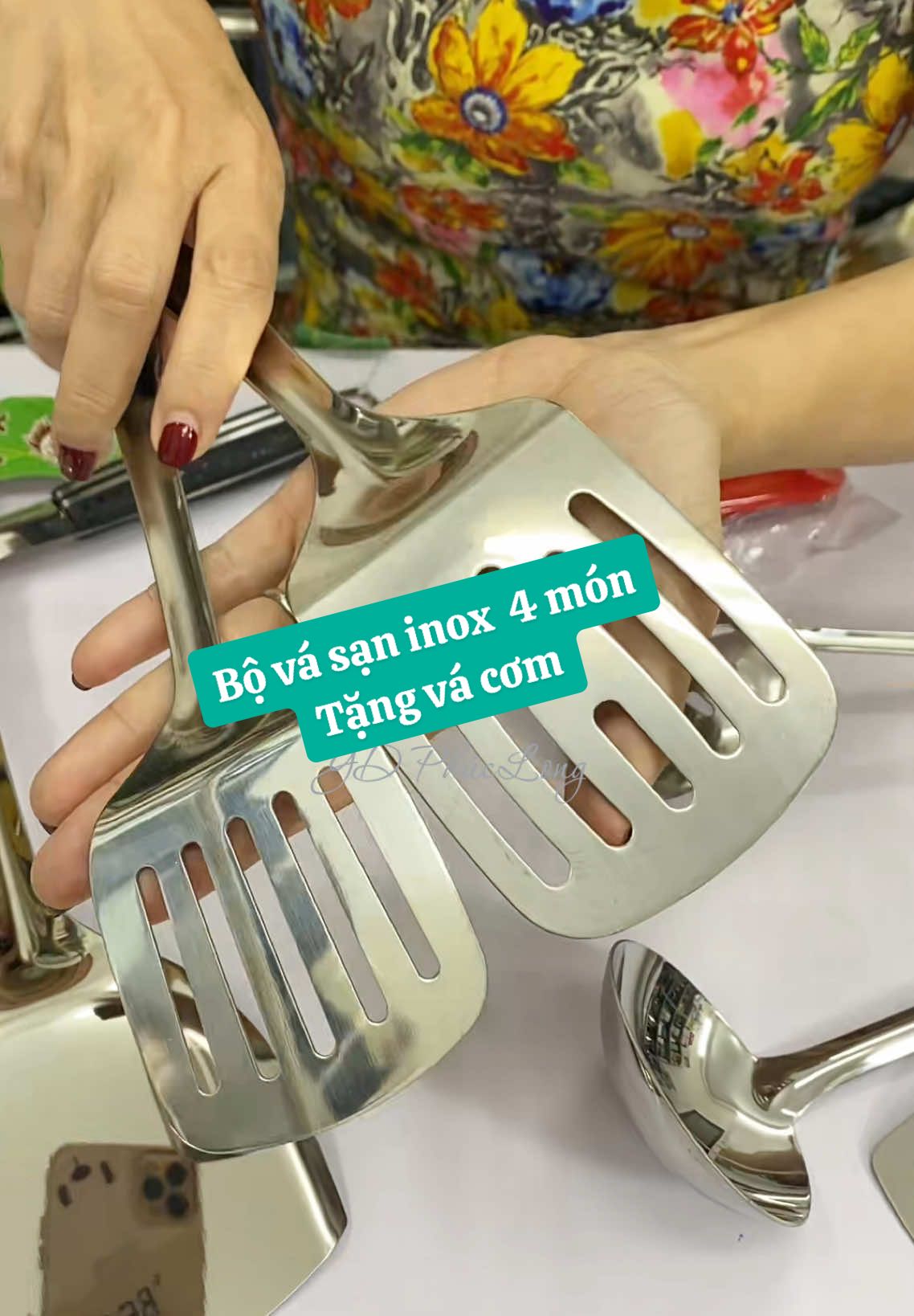 Bộ vá sạn inox 4 món #giadungphuclong #nhabep #saleluongve #dungcunhabep #vatdungnhabep #vassan #saninox #vamuccanh #sanchie 