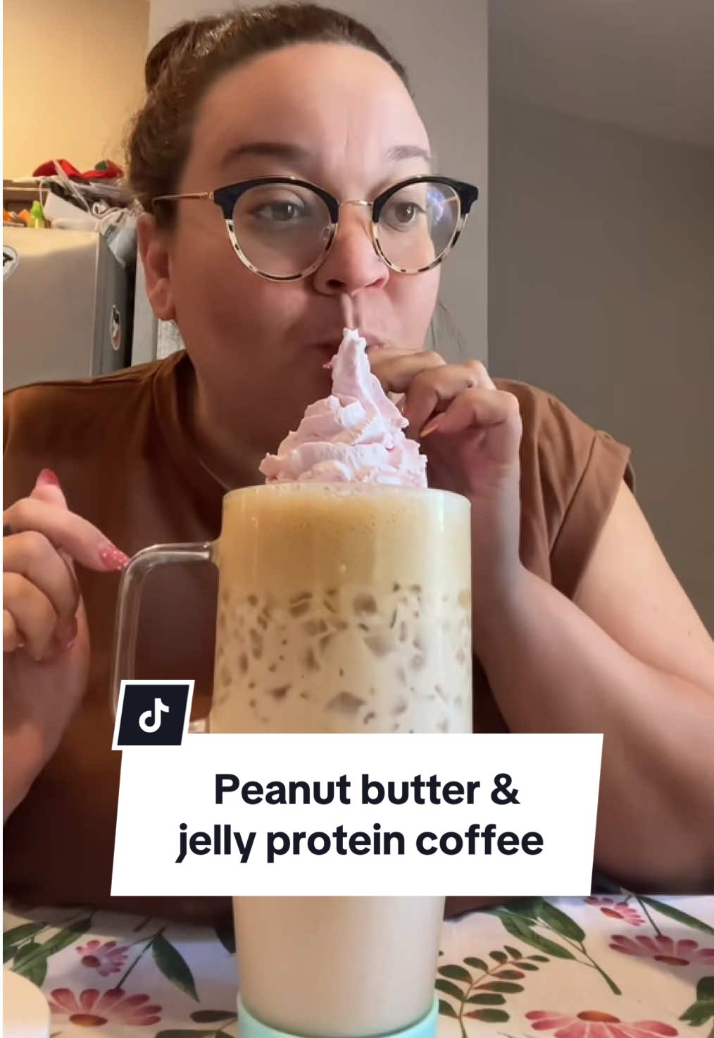🥜🍓Peanut butter and Jelly Protein Coffee! #onthisday #protein #proteinshake #proteincoffee #ryseprotein 