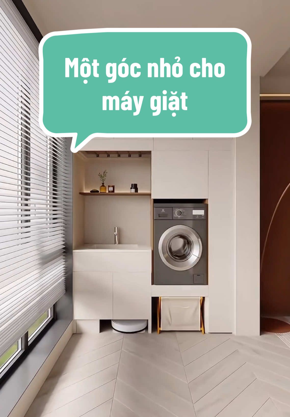 Một góc nhỏ cho máy giặt, nơi bắt đầu của những bộ quần áo thơm tho, sạch sẽ
