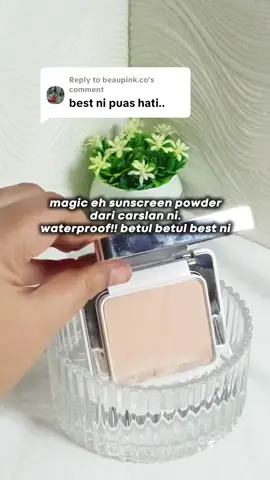 Replying to @beaupink.co oliy skin pasti puas hati pilih carslan ni.  #pressedpowder #sunscreenpressedpowder #carslan @carslan.my 