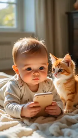 Cute Baby and Cat laughing 🤣 #babylaughing #catlaughing #laughing #babyandcatlaughing #cutebaby 