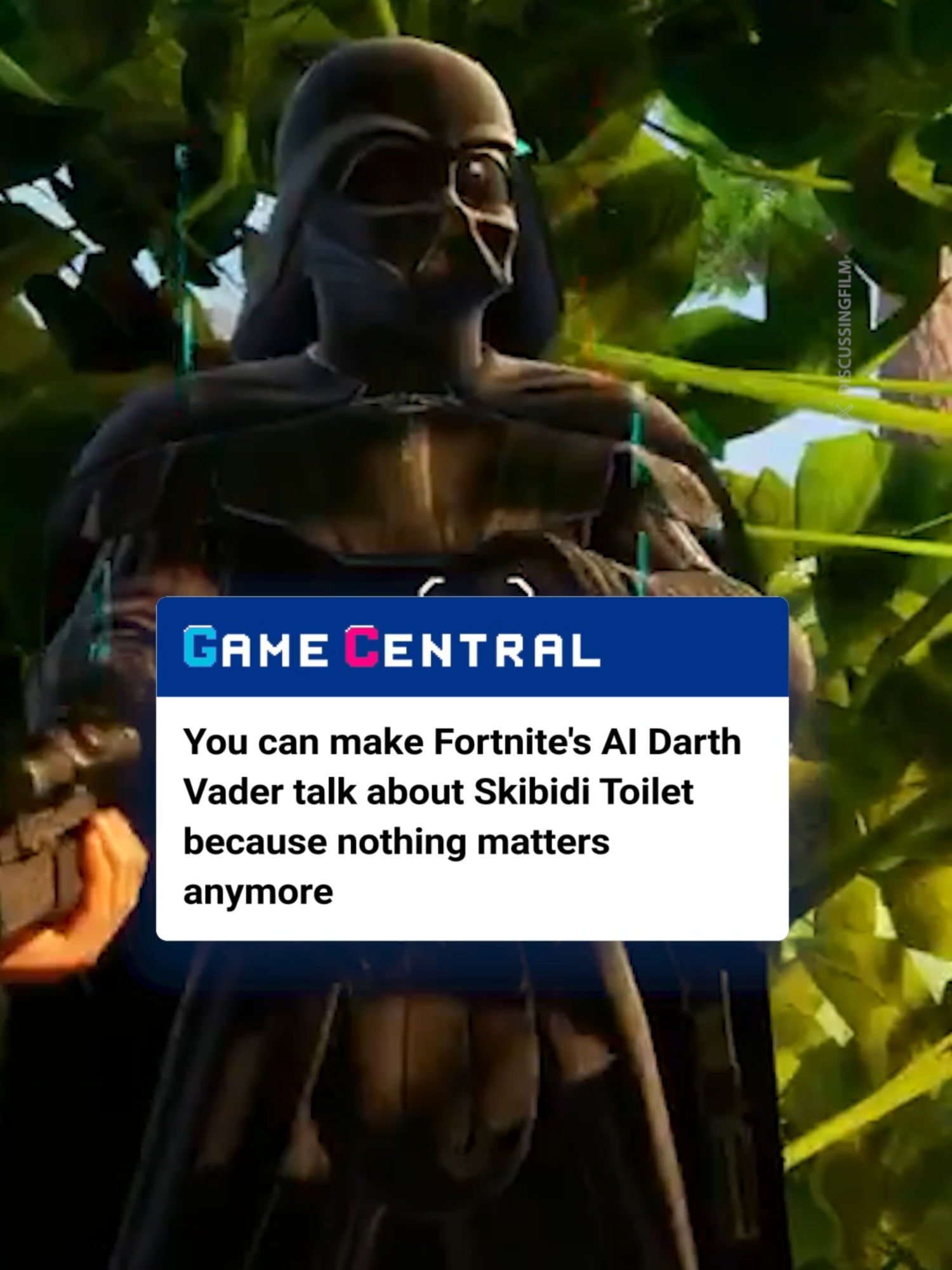 yeah sure why not - fortnite have released a darth vader NPC today which uses generative AI to replicate the late james earl jones' voice and communicate directly with the player about a wide range of subjects, including whichever brainrot topic you wish to waste his time with #fortnite #darthvader #starwarstiktok #skibiditoilet #gaming