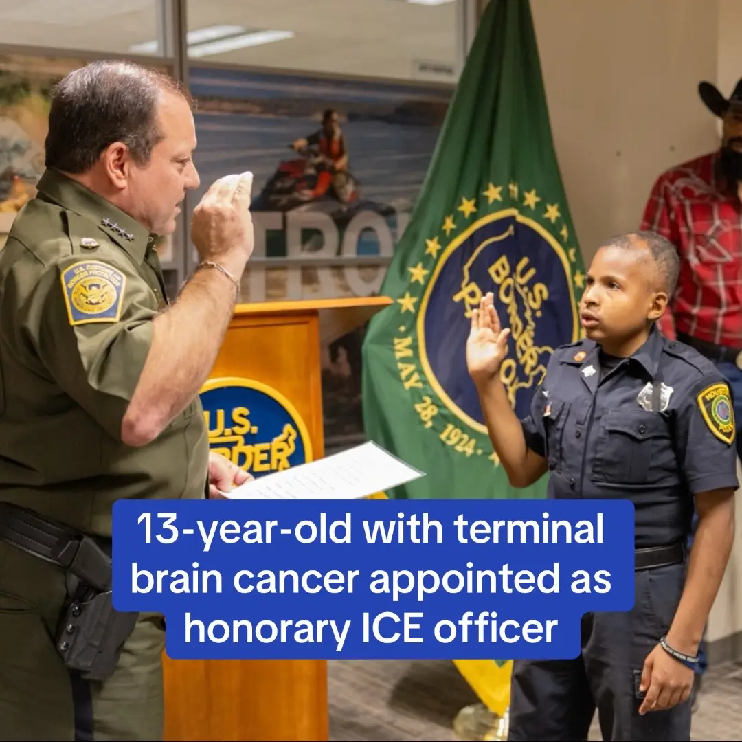 Devarjaye’DJ’ Daniel, a 13-year-old with terminal brain cancer, has been sworn in as an honorary border patrol agent and ICE officer. The teen has been sworn into over 900 law enforcement agencies. 📷 Border Patrol #news #borderpatrol #ice #lawenforcement #cancer 
