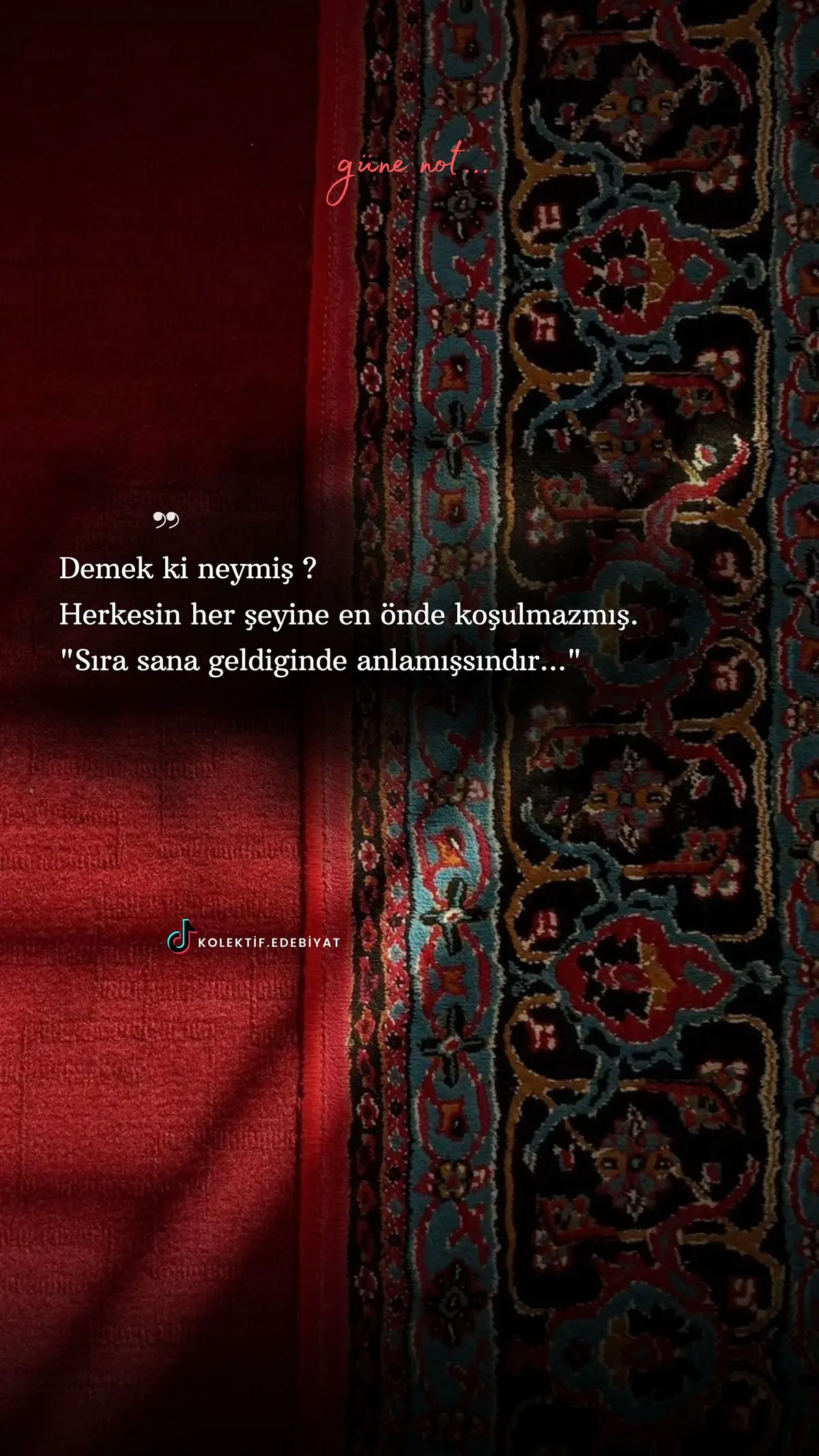 Demek ki neymiş ? Herkesin her şeyine en önde koşulmazmış. 