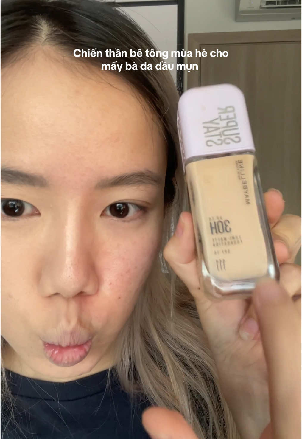Ê maybelline nắp tím dưỡng da kỹ xíu đánh đẹp lắm á các mom TvT  #makeup #reviewlamdep #maybelline #maybellinelumimatte 