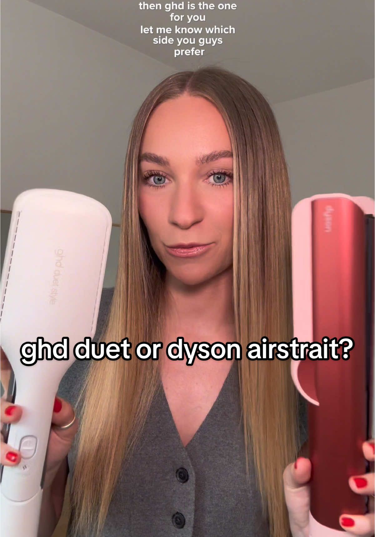 Replying to @Katherine Allen932 wet to straight hair - which are you choosing!? #dysonairstrait #ghdduet #hairtok #chloeswiftstylist 