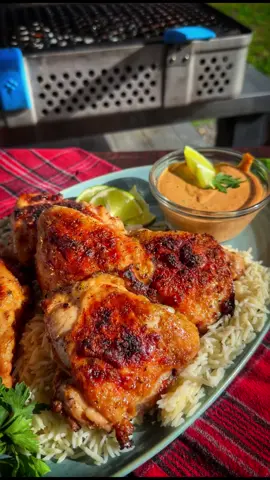 Thai Peanut Butter Chicken Thighs 🔥🍗 Smoky. Spicy. Crispy. These chicken thighs are marinated to perfection, grilled over @NOMAD Grills Tropical Hardwood Charcoal, and finished with a bold Thai peanut sauce. Juicy inside, crispy skin outside — flavor overload 💣 ✨ Marinade Ingredients: Combine ½ cup coconut milk, 2 tbsp creamy peanut butter, 2 tsp Thai red curry paste, the juice and zest of 1 lime, 1 tsp salt, and 1 tsp black pepper. Add bone-in, skin-on chicken thighs and let them marinate for a few hours — or overnight for max flavor. Grill over direct heat at 400°F until the skin is crispy and the chicken is perfectly juicy. 🔥 Cooked on my @nomadgrills using their Tropical Hardwood Charcoal — clean burn, amazing flavor, every time.