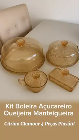 Kit Boleira Açucareiro Queijeira Manteigueira Citrino Glamour 4 Peças Plasútil Para fazer a compra comente EU QUERO que enviarei o LINK ou cole o ID do produto  no Campo de Busca da Shopee ABX-XFJ-DBD #CozinhaComEstilo #OrganizaçãoComCharme #DetalhesQueEncantam #MesaPostaLinda #CozinhaElegante #KitParaCozinha #UtilidadesDomésticas