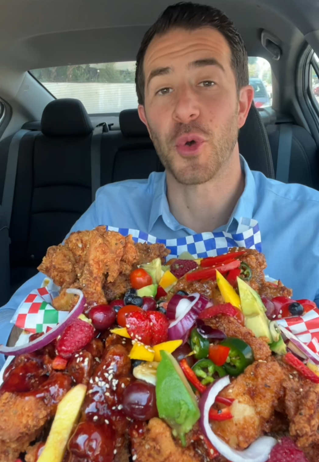 Korean Fried Chicken Fruit Salad #foodreview #eat #taste #fyp 