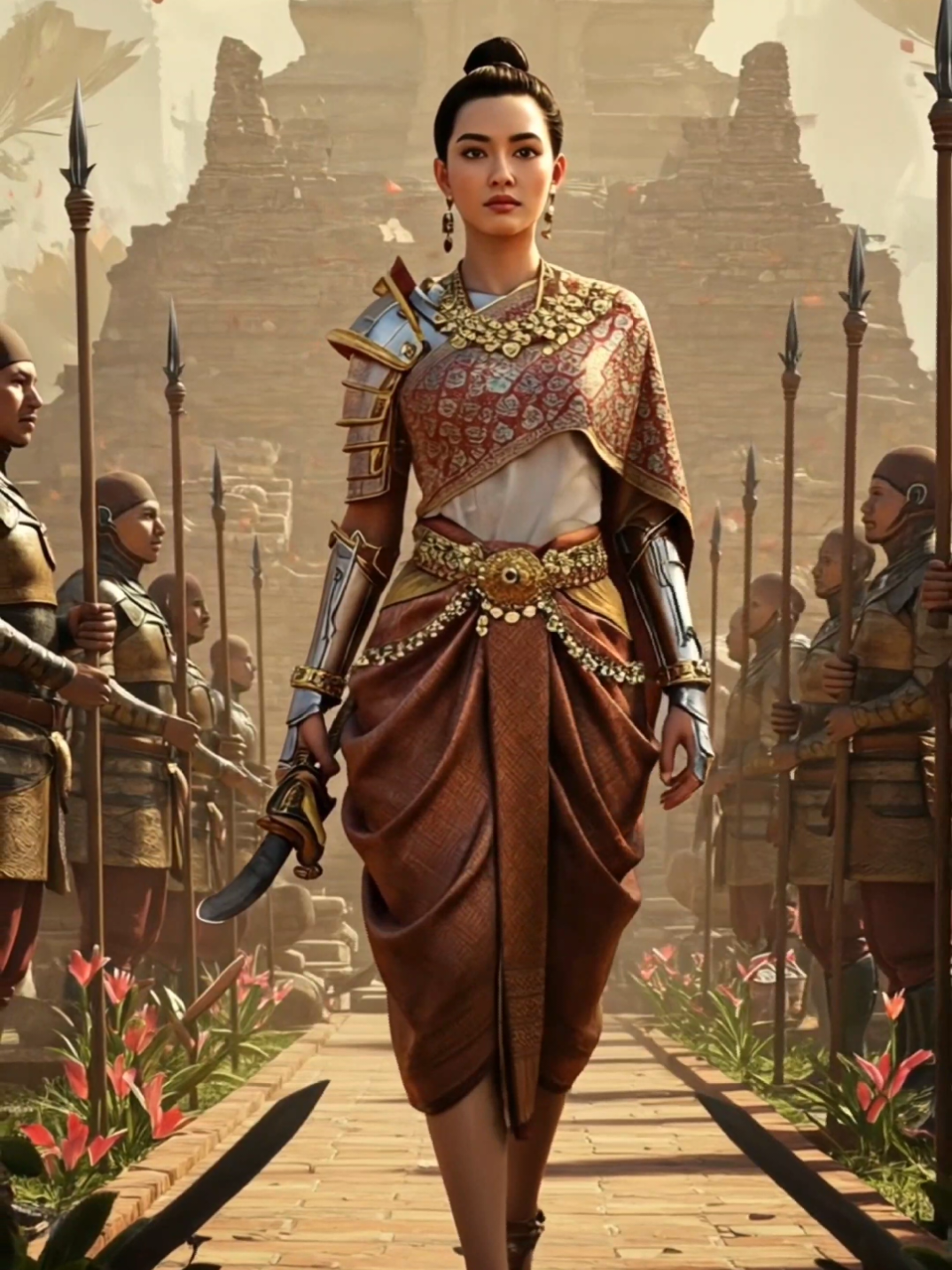 Thai brave woman warrior from the past to the future, Imagined by AI. #thaiart #thaidress #aiart ##aidigitalart #siam #maytangmo8 #maytangmo #trending #AI #ai #aiimages #aigenerated #thai 