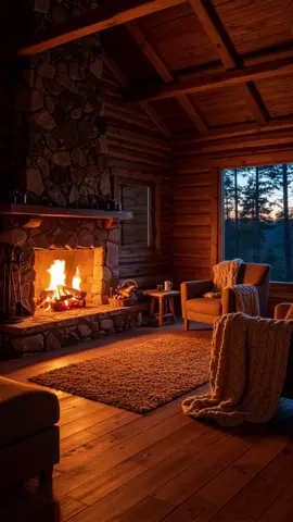 Представь, что ты здесь… Только ты и треск костра. Imagine you’re here… Just you and the crackling fire #asmrtriggers #relaxingvideo #sleeptok #cabininthewoods #safeplace #камин #cozyvibes #iaart 