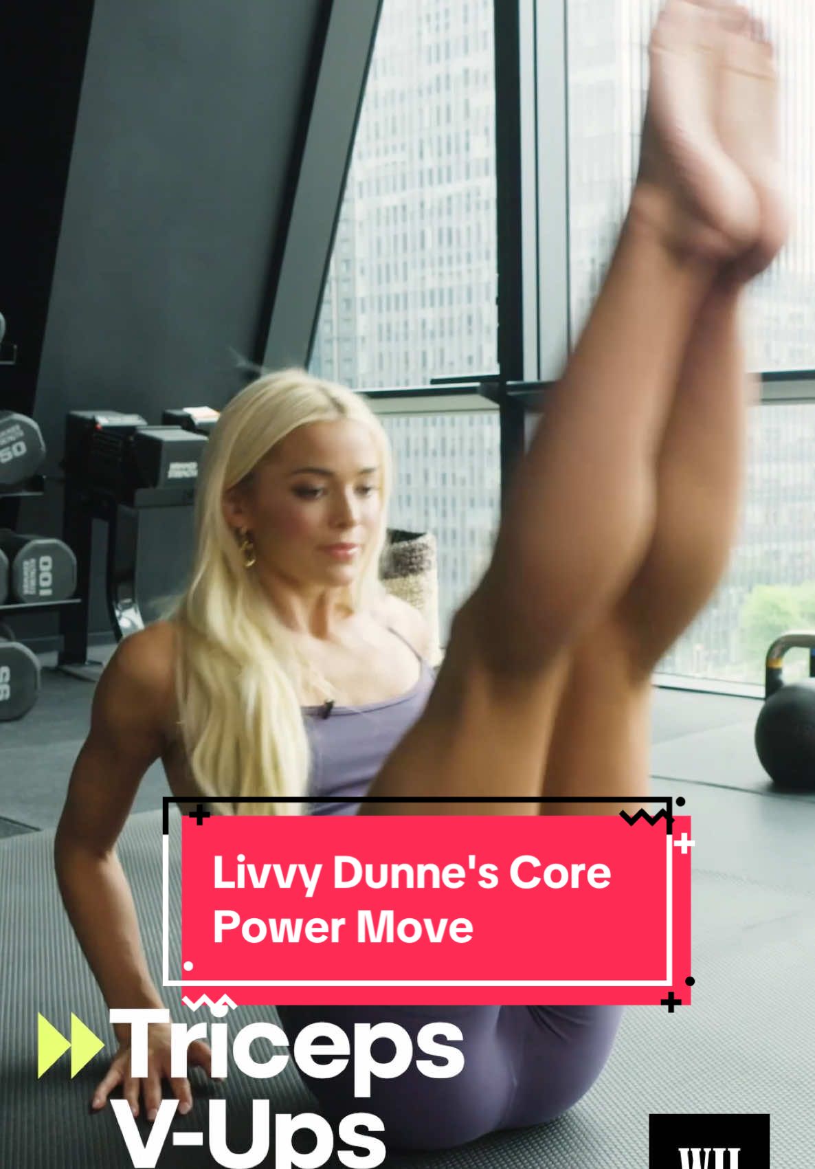 Livvy Dunne shows us one of her fave core workouts, a tricep V-up! ⚡️ We’d be lying if we didn’t admit that 3 sets of 15 reps would have our core feeling on 🔥🔥.  #CoreWorkout #TricepVUps #GymMotivation #FitnessGoals #LivvyDunne #WomensHealthMag #trainlikeanathlete  