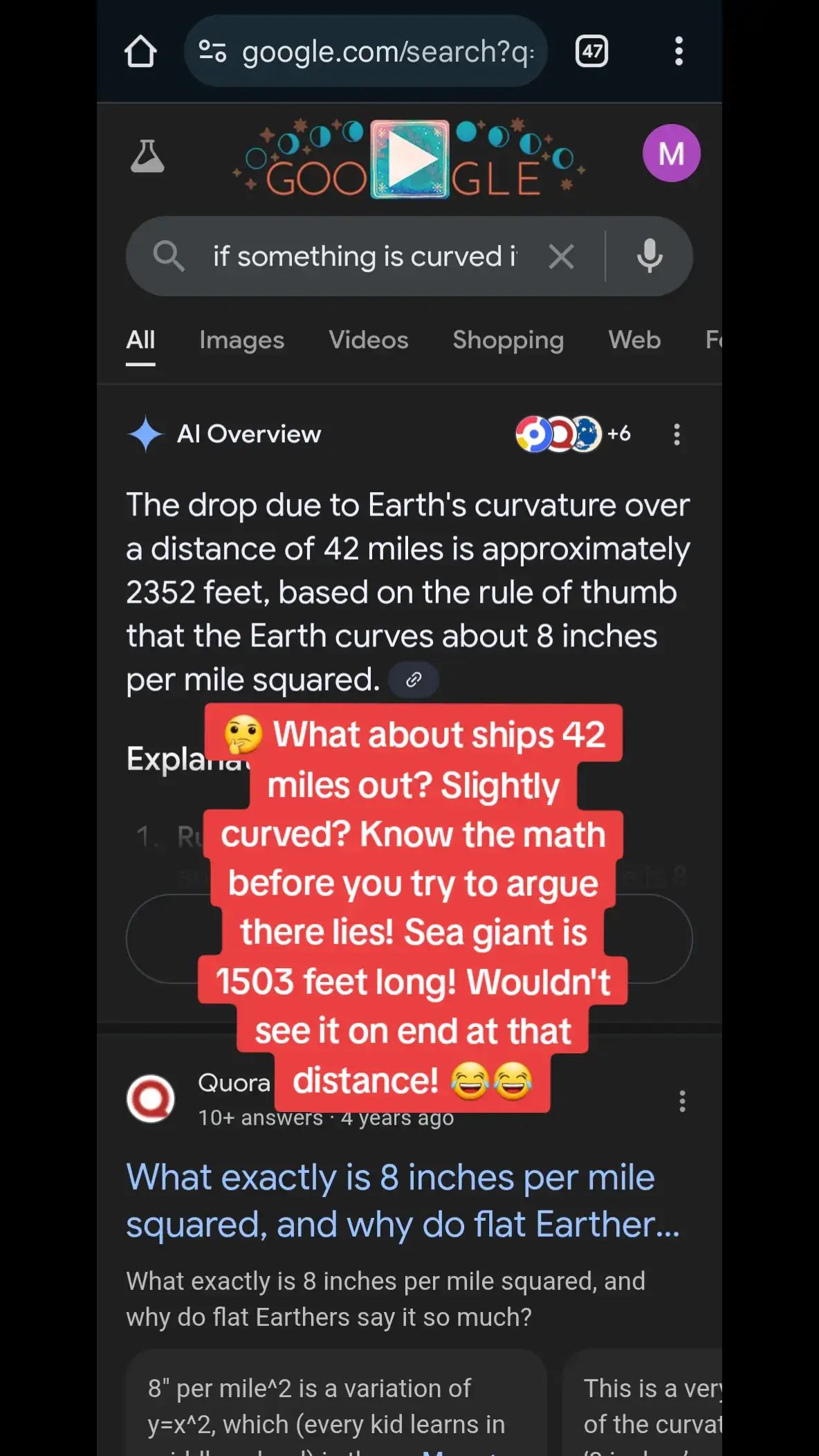 @disposablexhero the problem is you really can see ships at this distance but their math, says that's a lie. an atmosphere conditions and refraction doesn't bring a clear image around to be called a mirage 40 miles away! Not saying its flat bud. But it's not 8 inches per mile squared.