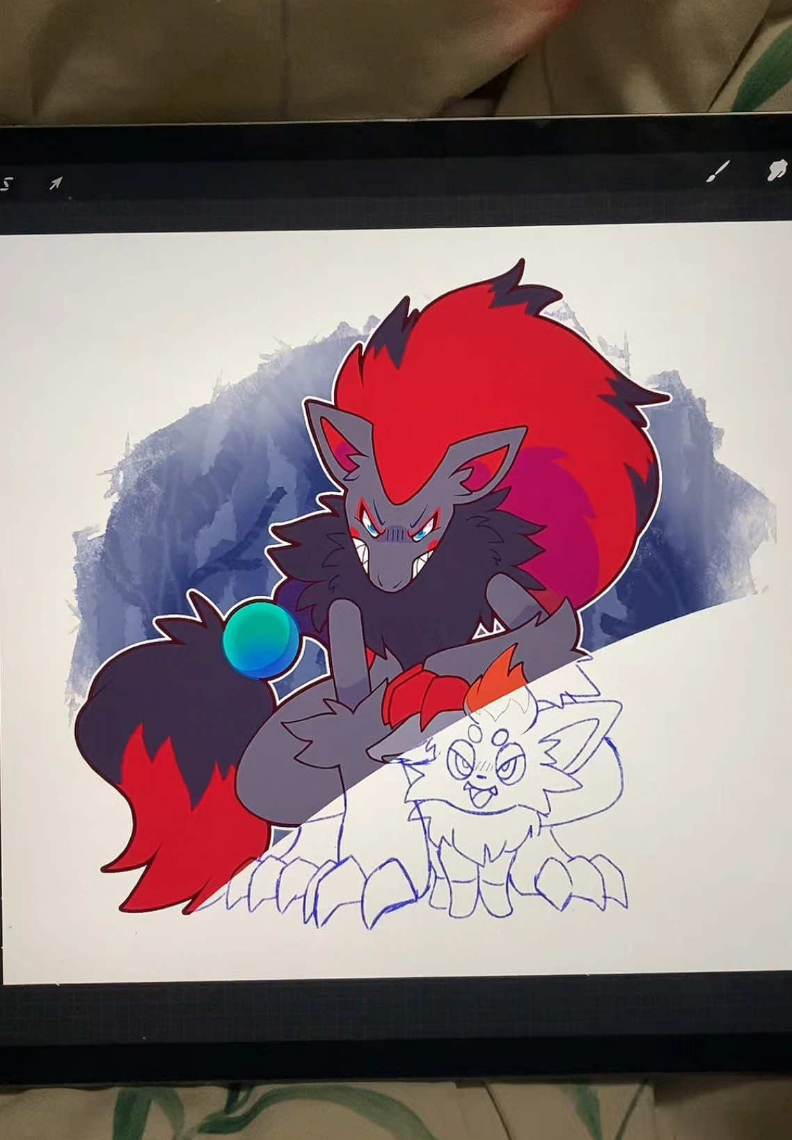 Replying to @doodguy  How about both? 🦊 I was obsessed with these two when black and white came out #Pokemon #pokemonart #pokemoncommunity #zorua #zoroark #digitalart #art #procreate 
