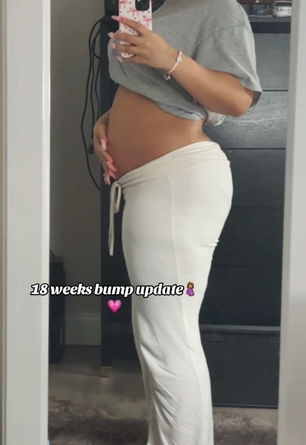 babygirl starting to show🥹🩷 #pregnant #babybump #pregnancyjourney #bumpupdate 