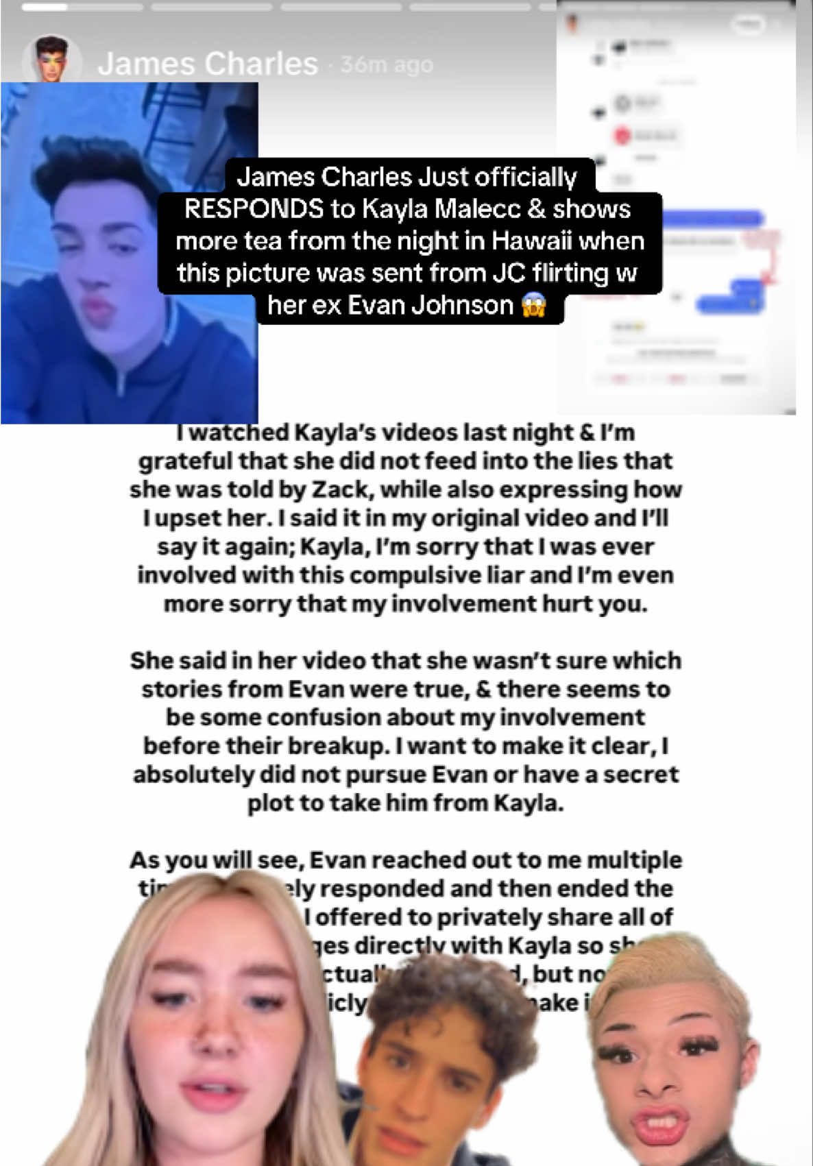 James Charles Just officially  RESPONDS to Kayla Malecc😱   #kaylamalecc #jamescharles #emma #drama #evanjohnson #zachsellars #beebetter #fyp #zachsellar #court #emmahill 